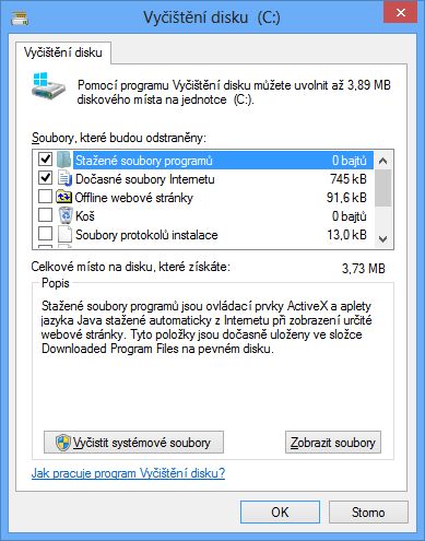 Nástroj Vyčištění disku ve Windows 8.