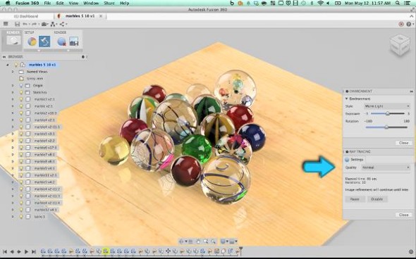 Ukázka renderování grafiky v rozhraní Fusion 360. Zdroj: Autodesk
