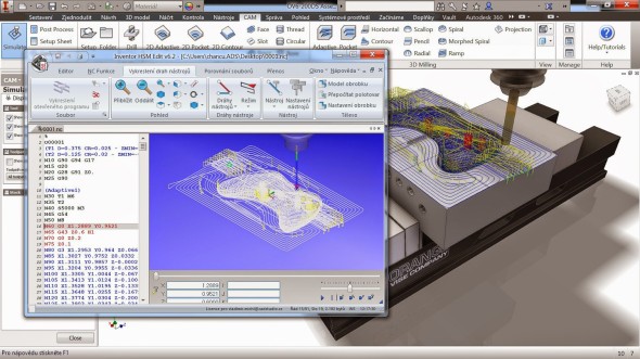 Pracovní prostředí CAM softwaru Autodesk Inventor HSM je kompletně počeštěno. Zdroj: CAD Studio