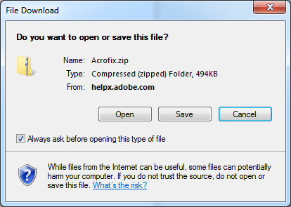 Lékem na nespustitelný Adobe Acrobat X může být nainstalování opravy ze souboru Acrofix.zip. Zdroj: Adobe