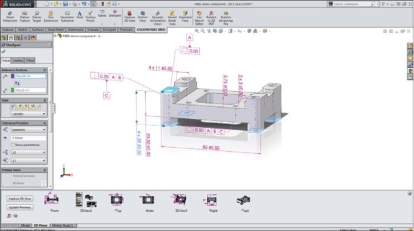 Nový produkt SolidWorks Model Based Design pomáhá definovat, organizovat a publikovat 3D informace o výrobě produktu (PMI).