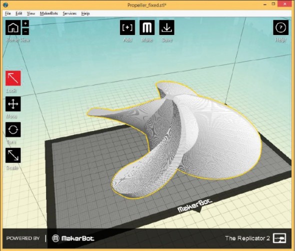 Zdarma dostupný software MakerWare, který slouží k přípravě modelů pro tisk, zvládne používat i naprostý laik.