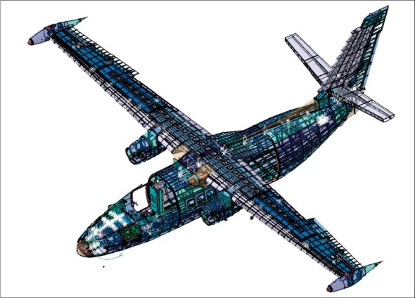Detailní 3D model letadla L-410 NG vzniká v softwaru Catia V5 PLM Express.