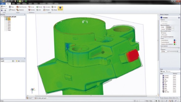 Porovnání odchylek mezi zdrojovým CAD modelem a STL modelem získaným prostřednictvím 3D skenování.