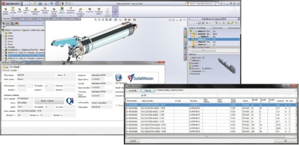 Ze systému správy dat vede přímá cesta k aktuálním výrobním podkladům uloženým v CAD softwaru SolidWorks.