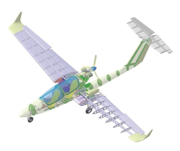 Počítačová podpora při navrhování letadel byla využita již na letounu L-300 v 60. letech. Současná konstrukce se již bez CAx softwaru vůbec neobejde. Na obrázku je CAD model experimentálního českého letounu Marabu.