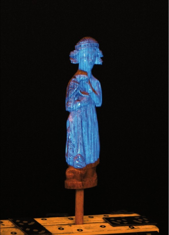 Záběr ze 3D skenování modrým světlem skeneru Atos.