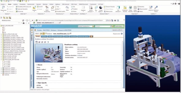 Systém pro správu dat PTC Windchill PDM Essentials je integrován přímo do rozhraní CAD systému PTC Creo.