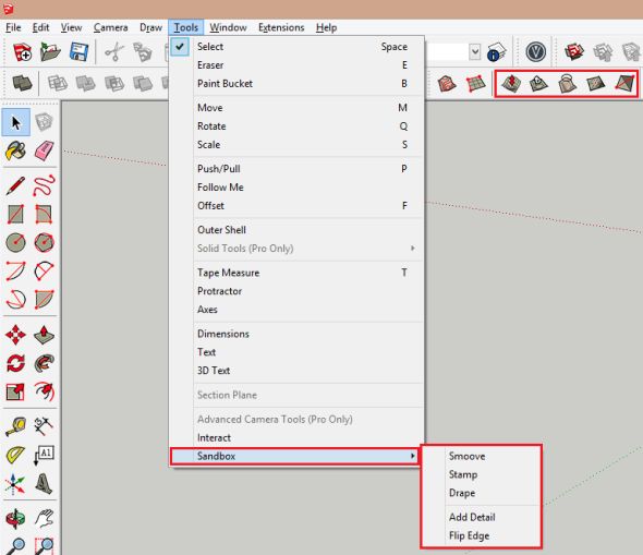 Panel nástrojů  Sandbox – Tools