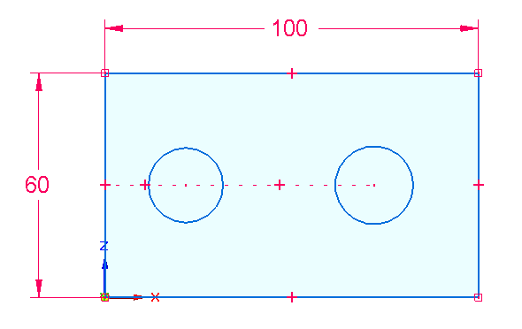 Opakujte výběr příkazu Kružnice se středem a kurzorem označte středový bod přímky nebo střed kružnice. Po zvýraznění středového bodu přímky nebo kružnice táhněte doprava a nakreslete druhou kružnici.