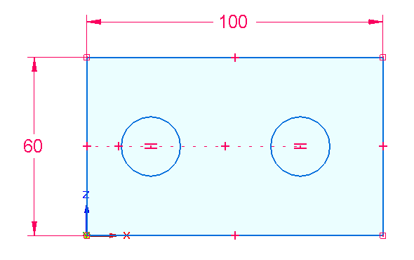 Kliknutím na obě kružnice přidáte shodnou vazbu – kružnice budou při zakótování jedné z nich vždy stejný rozměr.