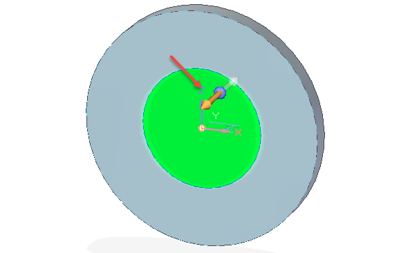 To samé proveďte i u menší kružnice, vyberte šipku směřující na opačnou stranu (směrem k sobě) a vytáhněte profil do hloubky 40 mm