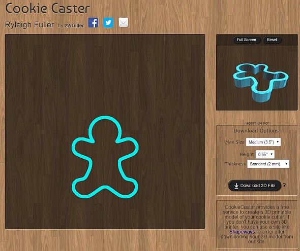 Na portálu CookieCaster.com snadno a rychle navrhnete originální tvar vykrajovátka