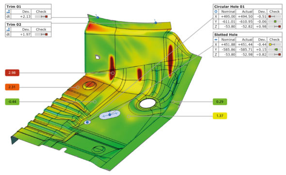 Přesná průmyslová 3D metrologie se uplatňuje také v procesech tváření plechových výlisků (obr.: MCAE Systems)