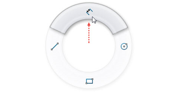 Horním gestem myši (stiskněte pravé tlačítko v grafické ploše a táhněte kurzorem nahoru) vyberte příkaz Inteligentní kóta