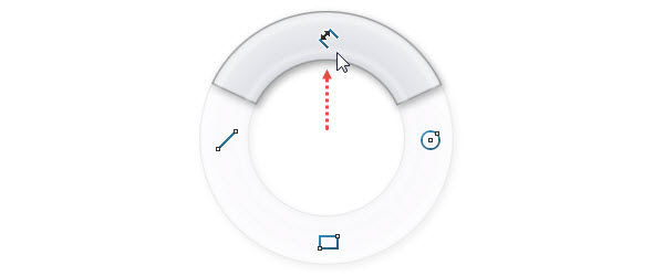 Horním gestem myši (stiskněte pravé tlačítko a táhněte směrem nahoru) vyberte příkaz Inteligentní kóta